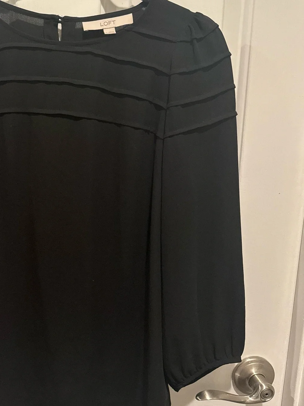 LOFT Black Paneled Yoke Blouse Size XS